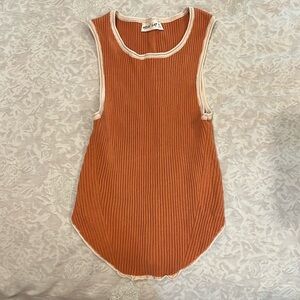 Western ribbed orange and cream Tank!